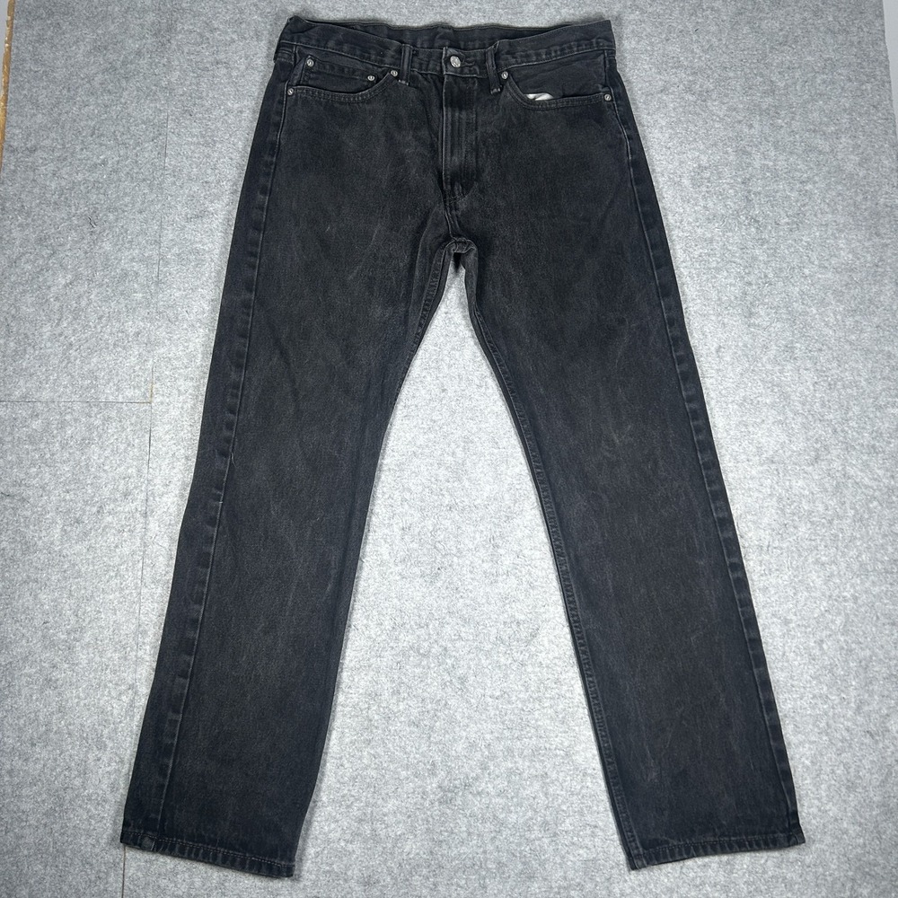 Levi's 505 Denim Jeans Mens 36x34 Black Straight Leg Faded Five Pocket